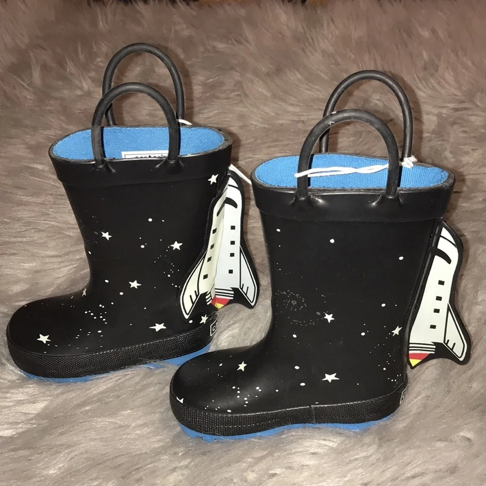 NEW! Carter’s Rain Boots 4-D Space Rocket Shoes size 4